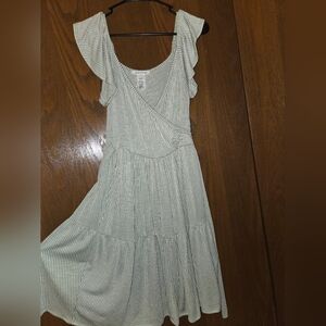 Green and White Striped Dress